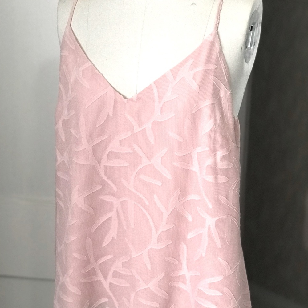 Baby Pink Floral Print Striped Textured Blouse